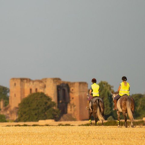 riding on the field near castle
