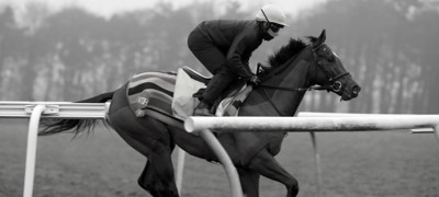 horse racing black and white