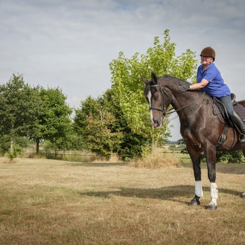 woman riding a horse