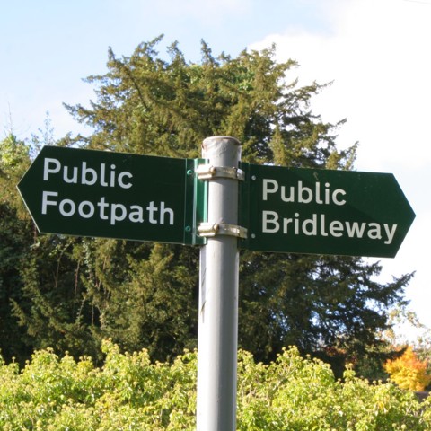 Public Footpath And Bridleway sign